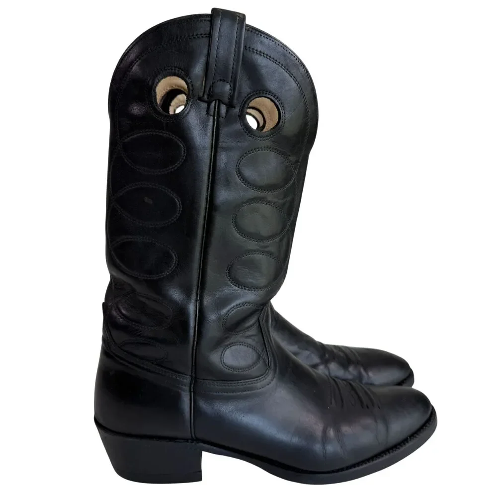 Biltrite Men's Black Leather Western Cowboy Boots Size 12D Non-Slip Made In USA
